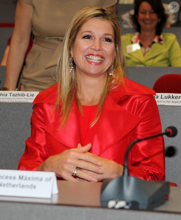 La princesse Maxima à l'Université Erasme de Rotterdam le 5 juin pour une conférence sur l'assurance-santé.