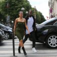 Kanye West et Kim Kardashian arrivent à L'Avenue, à Paris le 17 juin 2012