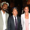 Satya Oblet, Sandrine Quétier et le créateur Kenzo Takada lors de l'inauguration de l'exposition Renaissance du Japon après la catastrophe du 11 mars 2011 parrainé par Kenzo Takada le 21 juin 2012