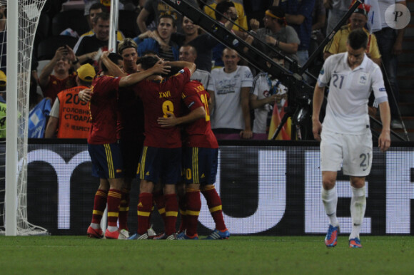 Laurent Koscielny lors de la défaite de l'équipe de France face à l'Espagne en quart de finale de l'Euro 2012 à Donetsk le 23 juin 2012