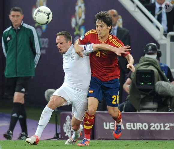 Franck Ribéry lors de la défaite de l'équipe de France face à l'Espagne en quart de finale de l'Euro 2012 à Donetsk le 23 juin 2012