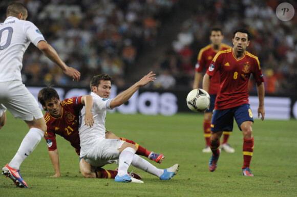 Yohan Cabaye lors de la défaite de l'équipe de France face à l'Espagne en quart de finale de l'Euro 2012 à Donetsk le 23 juin 2012