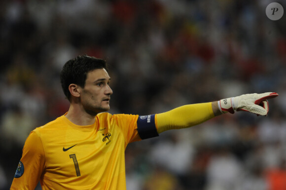 Hugo Lloris lors de la défaite de l'équipe de France face à l'Espagne en quart de finale de l'Euro 2012 à Donetsk le 23 juin 2012