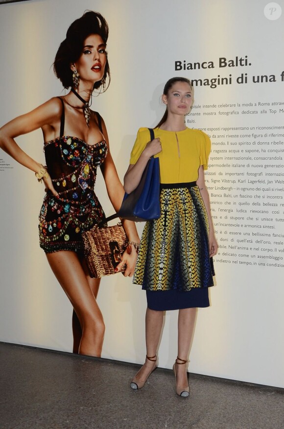 Bianca Balti à Rome pour l'inauguration de l'exposition qui lui est dédiée jusqu'au 2 septembre 2012. Le 6 juillet 2012
