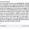 Message de Michel Polnareff sur Facebook, le dimanche 8 juillet 2012.