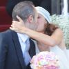 Andrés Iniesta et sa femme Anna Ortiz lors de leur mariage le 8 juillet 2012 au château Castillo de Tamarit en Tarragone