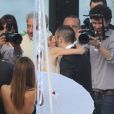 Andrés Iniesta et sa femme Anna Ortiz lors de leur mariage le 8 juillet 2012 au château Castillo de Tamarit en Tarragone