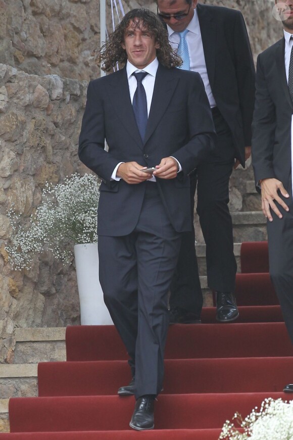 Carles Puyol lors du mariage d'Andrés Iniesta et Anna Ortiz le 8 juillet 2012 au château Castillo de Tamarit en Tarragone