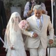 Anna Ortiz et son père lors de son mariage avec Anna Ortiz le 8 juillet 2012 au château Castillo de Tamarit en Tarragone