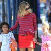 La sublime Heidi Klum et deux de ses enfants, Leni et Johan, à New York, le 9 juillet 2012