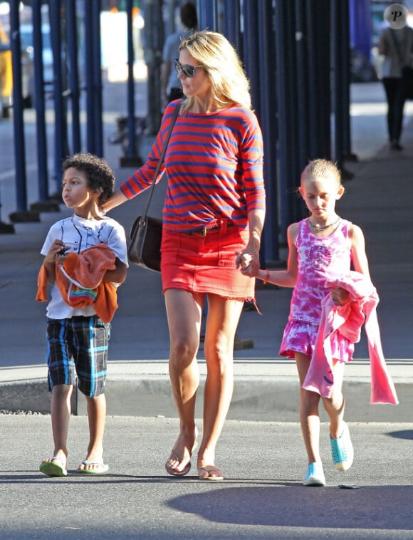 Heidi Klum et deux de ses enfants, Leni et Johan, à New York, le 9 juillet 2012