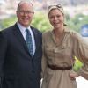 Le prince Albert de Monaco et la princesse Charlene à Stuttgart le 10 juillet 2012 au deuxième jour de leur visite officielle en Allemagne.