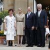 Le prince Albert de Monaco et la princesse Charlene ont été accueillis à la Villa Reitzenstein par le ministre-président de Baden Württemberg Winfried Kretschmann et son épouse Geline, à Stuttgart le 10 juillet 2012, au deuxième jour de leur visite officielle en Allemagne.
