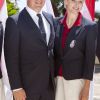 Le prince Albert et la princesse Charlene de Monaco participaient le 12 juillet 2012 à la présentation de la délégation olympique monégasque pour les JO de Londres 2012, à l'Hôtel Hermitage. Six athlètes porteront les couleurs de la principauté.