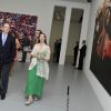 Le prince Albert II de Monaco prenait part au vernissage de l'exposition EXTRA LARGE au Grimaldi Forum, en partenariat avec le Centre Pompidou, le 12 juillet 2012 à l'espace Ravel.