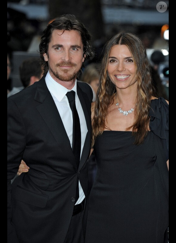 Christian Bale et Sibi Blazic lors de l'avant-première à Londres de The Dark Knight Rises le 18 juillet 2012