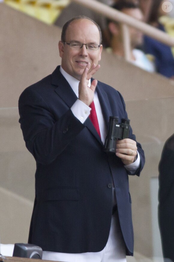 Albert de Monaco lors du meeting de la Ligue de Diamant au Stade Louis II à Monaco le 20 juillet 2012