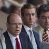 Albert de Monaco et son neveu Pierre Casiraghi lors du meeting de la Ligue de Diamant au Stade Louis II à Monaco le 20 juillet 2012