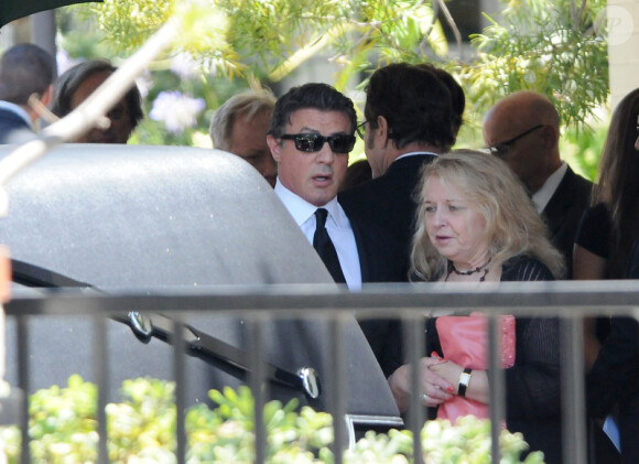 Sylvester Stallone aux obsèques de son fils Sage Stallone, mort à l'âge de 36 ans, le samedi 21 juillet 2012 à Brentwood.