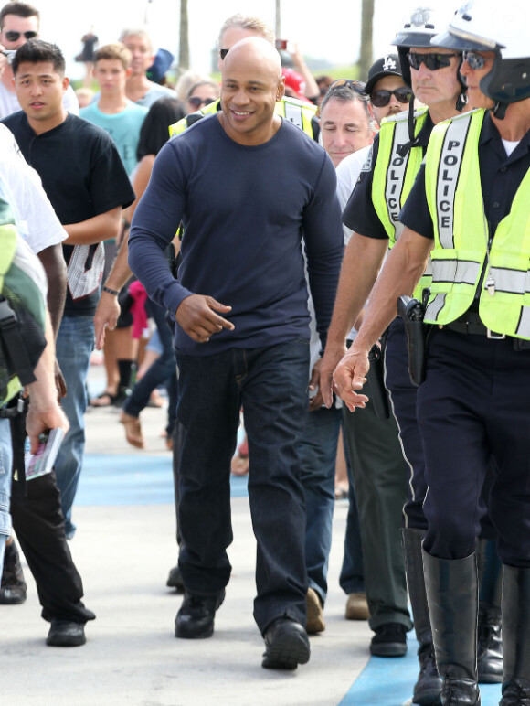 LL Cool J lors du tournage de la série NCIS : Los Angeles à Venice Beach le 23 juillet 2012