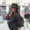Carla Bruni-Sarkozy quitte le studio Badabing où elle vient d'enregistrer avec Enrico Macias, à Paris, le 12 juillet 2012.