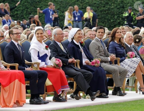 La famille royale de Suède à la villa Solliden le 14 juillet 2012 pour le 35e anniversaire de la princesse Victoria.