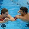 Yannick Agnel et Michael Phelps lors des Jeux olympiques de Londres le 31 juillet 2012