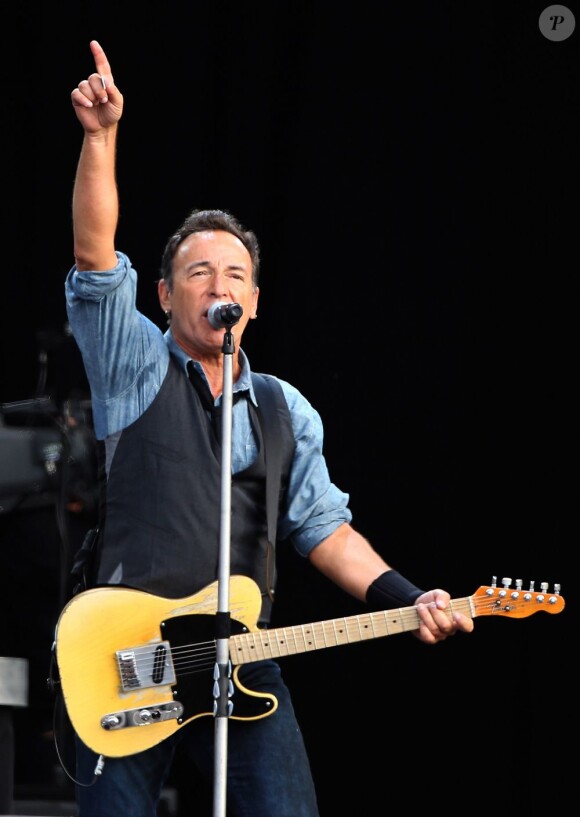 Bruce Springsteen en concert à Hyde Park le 14 juillet 2012 avec le E Street Band.