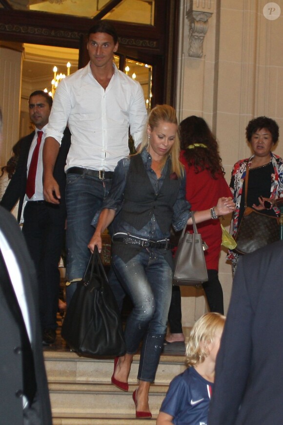 Zlatan Ibrahimovic et sa femme Helena Seger le 18 juillet 2012 à Paris