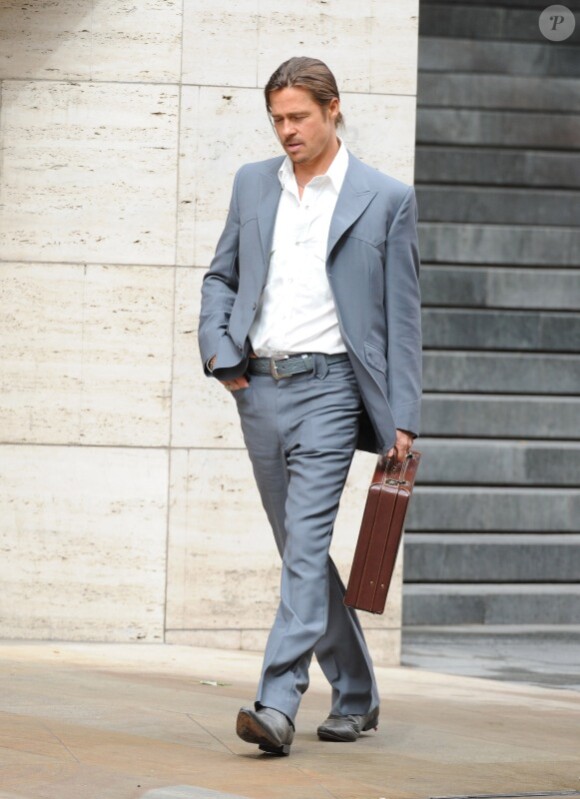 L'acteur Brad Pitt, en plein tournage du film The Counselor, à Londres, le samedi 4 août 2012.