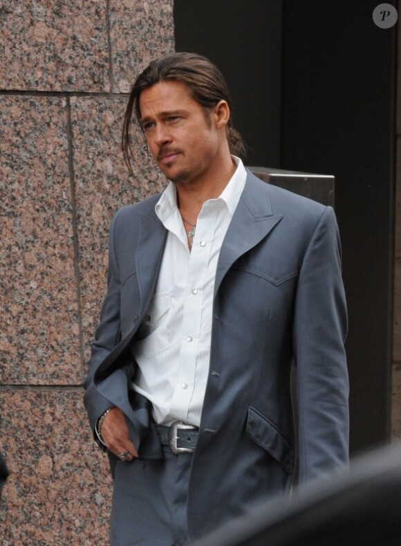 Brad Pitt, en plein plein travail sur le tournage du film The Counselor, à Londres, le samedi 4 août 2012.