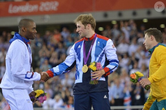 Grégroy Baugé, ici avec Kason Kenny, vaincu malheureux et médaillé d'argent en vitesse lors des Jeux olympiques de Londres le 6 août 2012