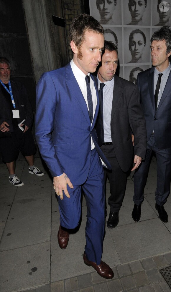 Bradley Wiggins à la sortie du concert secret des Stone Roses, à Londres, le 6 août 2012