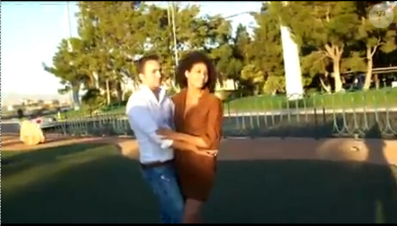 Chloé Mortaud et Romain Thiévin à Las Vegas posent en amoureux pour une séance photo