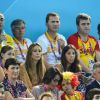 Le prince Felipe d'Espagne, malgré tous ses encouragements, n'a pu que constater la défaite de l'équipe d'Espagne féminine de water-polo face aux Etats-Unis en finale du tournoi olympique, le 9 août 2012, à Londres.