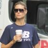 La belle Heidi Klum s'offre un café après son jogging à New York, le 11 août 2012