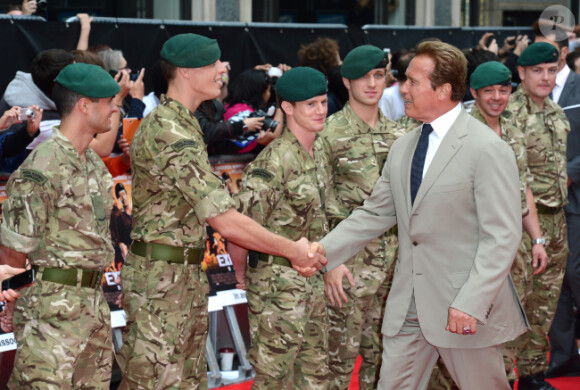 Arnold Schwarzenegger lors de l'avant-première à Londres du film Expendables 2 le 13 août 2012