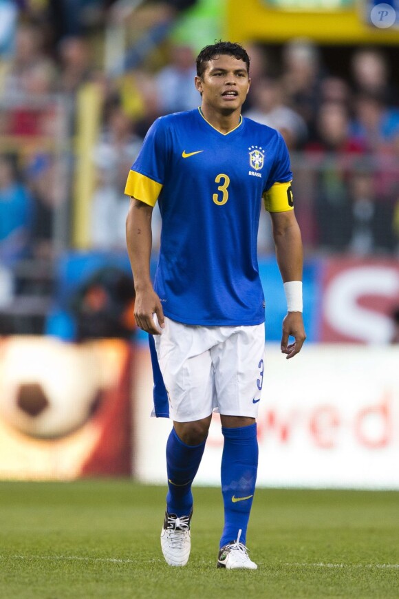 Thiago Silva. Image du match amical Suède-Brésil au stade Rasunda le 15 août 2012, à Stockholm, pour le dernier événement accueilli dans cette enceinte avant sa démolition.