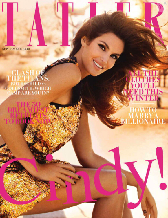 Cindy Crawford pose en couverture du magazine Tatler de septembre 2012.