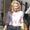 Sharon Stone porte une perruque pour les besoins du film What About Love à Bucarest, le 23 août 2012.