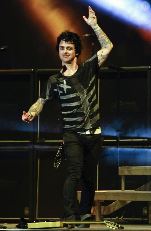 Billie Joe Armstrong et son groupe Green Day en concert au festival Rock en Seine, le 25 août 2012.