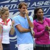 Roger Federer, Serena Williams et Kim Clijsters lors du 17e Arthur Ashe Kids' Day au USTA Billie Jean King National Tennis Center in Flushing Meadows à New York le 26 août 2012