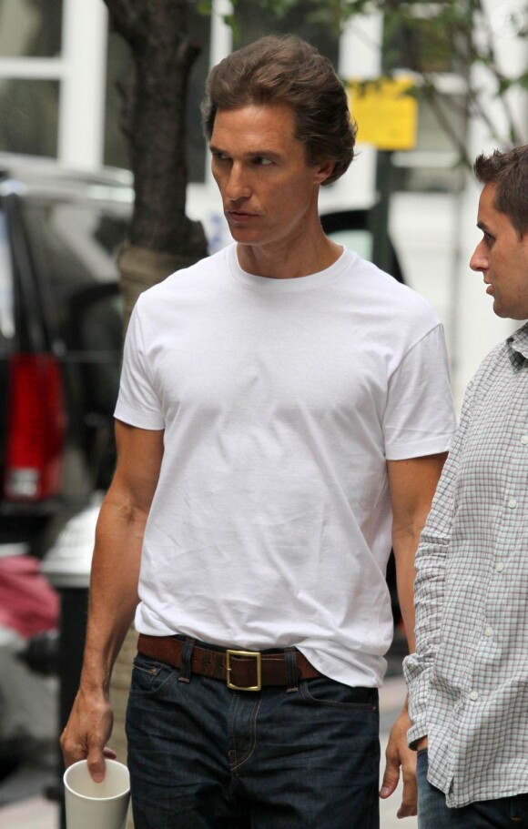 Matthew McConaughey, amaigri, sur le tournage de The Wolf of Wall Street le 27 août 2012
