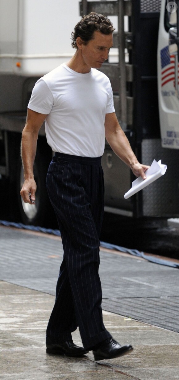 Matthew McConaughey, amaigri, sur le tournage de The Wolf of Wall Street le 27 août 2012