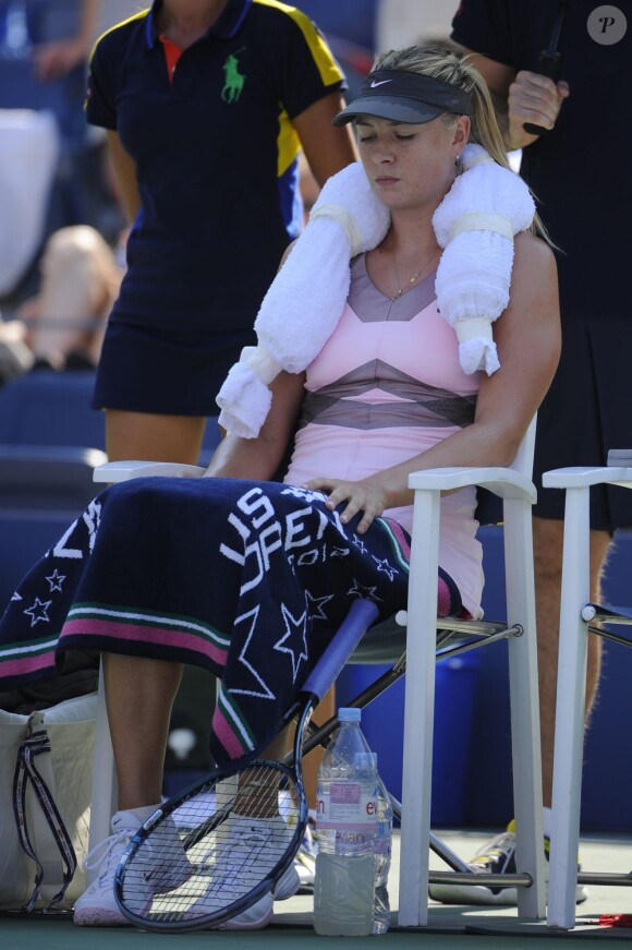 Maria Sharapova lors de son match face à Mallory Burdette sur le cour de l'US Open. New York, le 31 août 2012.
