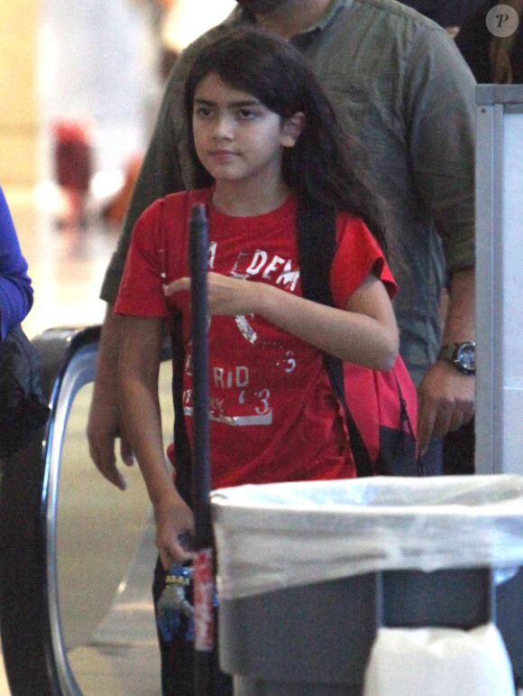 Blanket Jackson arrive à l'aéroport LAX de Los Angeles, le dimanche 2 septembre 2012, atterrisant d'un vol en provenance de l'Indiana où ils ont rendu hommage à leur père défunt.