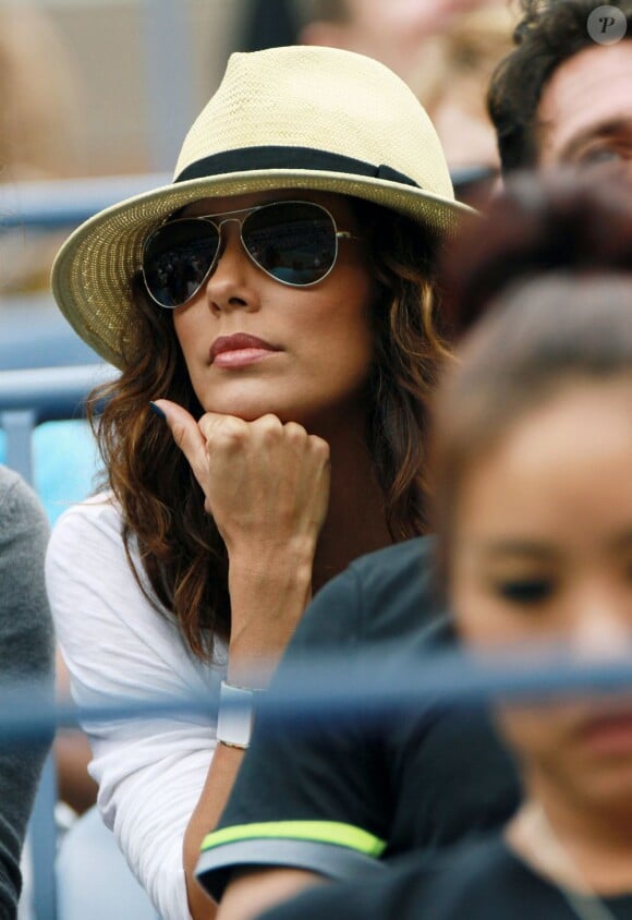 Eva Longoria le 2 septembre 2012 à l'US Open lors du match de Serena Williams en huitièmes de finale à New York