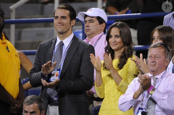Pippa Middleton glamour à souhait lors du match d'Andy Murray le 5 septembre 2012 enquart de finale à l'US Open en compagnie de Spencer Vegosen