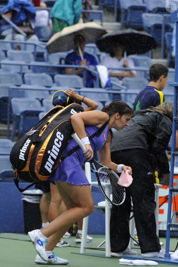 Marion Bartoli a livré un dur combat face à Maria Sharapova mais s'est finalement inclinée en quart de finale de l'US Open le 5 septembre 2012 à New York