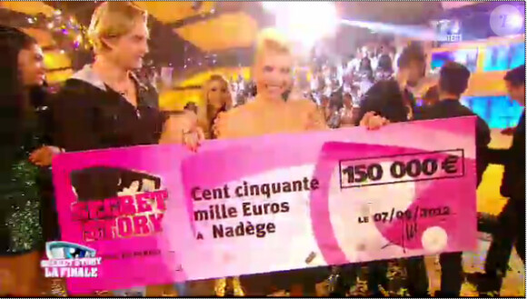 Nadège grande gagnante de la finale de Secret Story 6, vendredi 7 septembre 2012 sur TF1